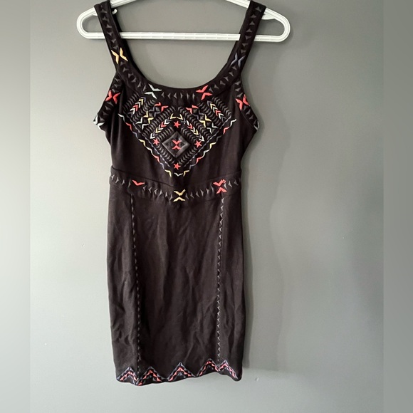 Free People Dresses & Skirts - Free People Black Dress with Colorful Embroidery
